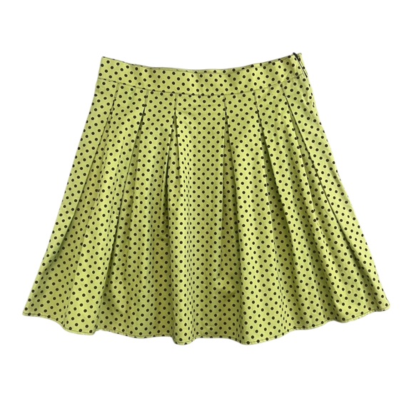 Bebop & Wally NYC - Polka Dot Pleated Cotton Skater Skirt Green & Brown - Medium - Picture 5 of 6